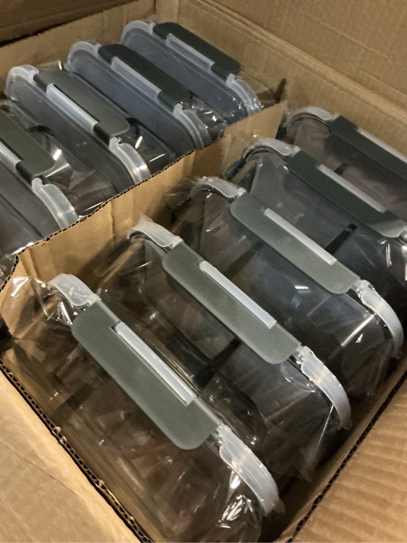 Condition photo showing New/Like New for m mcirco 10-pack,30 oz glass meal prep containers 2 compartments airtight lunch bento boxes with lids, glass food storage containers, microwave, oven, freezer and dishwasher gray-10pcs