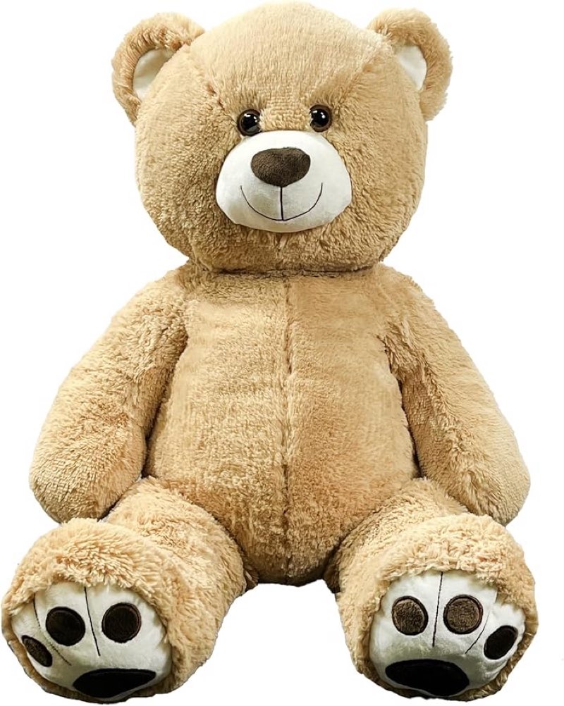 anico 36" tall (3 foot) big plush beige bear, stuffed animal, teddy bear with smiling face. premium stuffed toy teddy bear, perfect for girlfriend, kids, valentine's day, christmas!