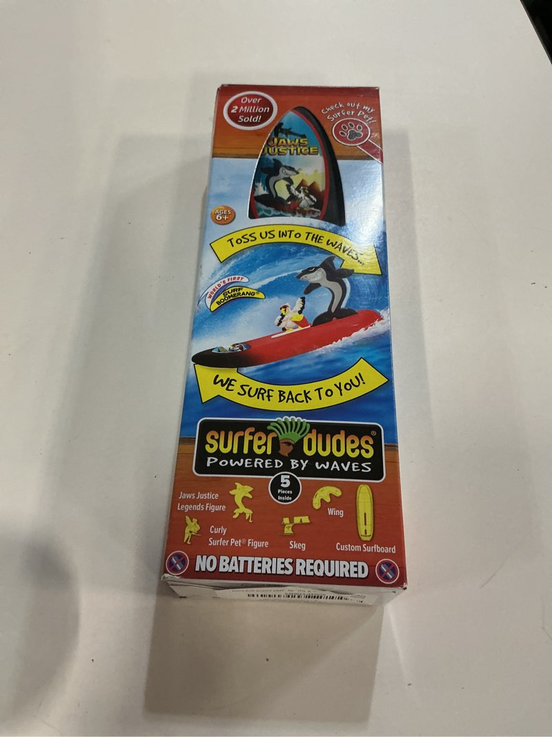 Condition photo showing New/Like New for surfer dudes legends & surfer pets wave powered mini-surfer, pet and surfboard beach toy - jaws justice and curly