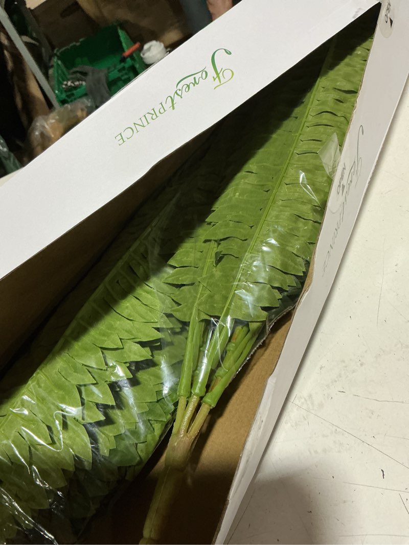 Condition photo showing New/Like New for forest prince 35" ferns artificial bush plants large, 2 artificial boston ferns with 39 fronds for outdoors home decor