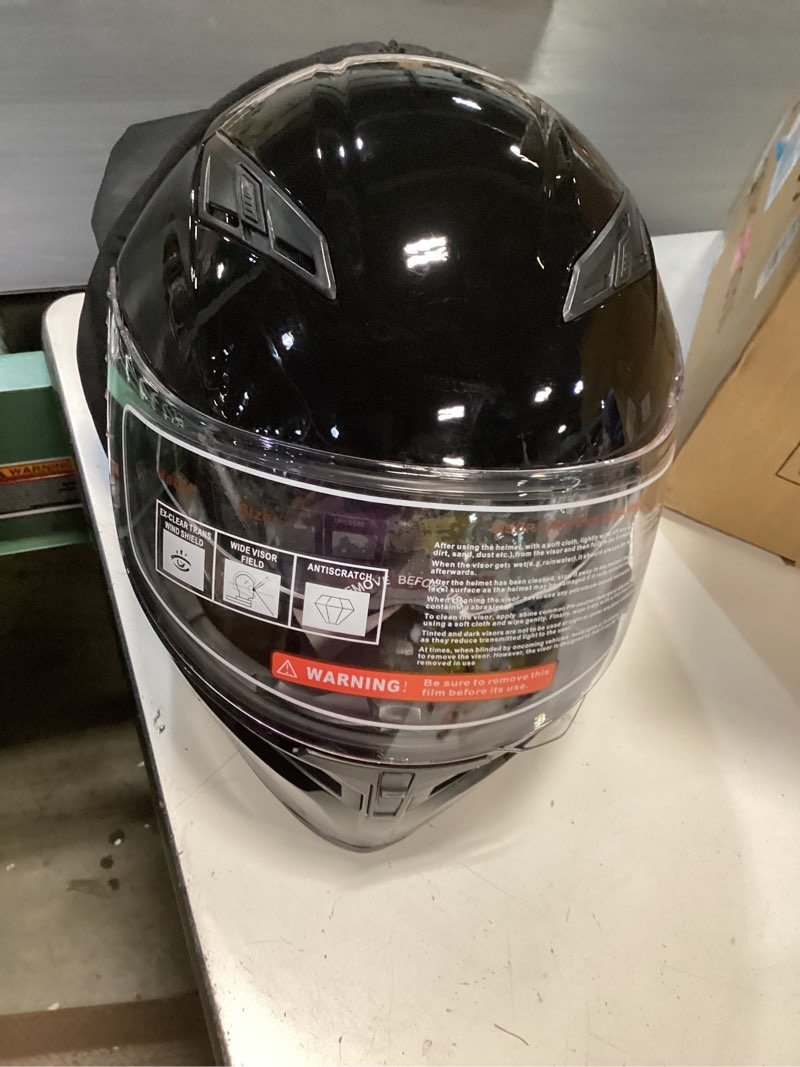 Condition photo showing Good Condition for spark adult full face motorcycle helmet dot approved, lightweight ventilated dual visor for men women moto atv utv snowmobile adv four wheeler street bike bright black medium