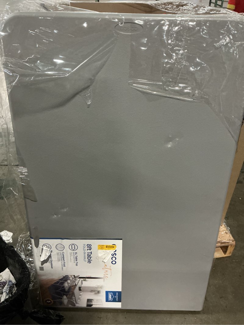 Condition photo showing Good Condition for cosco 2.6-ft x 8-ft indoor rectangle resin gray folding banquet table