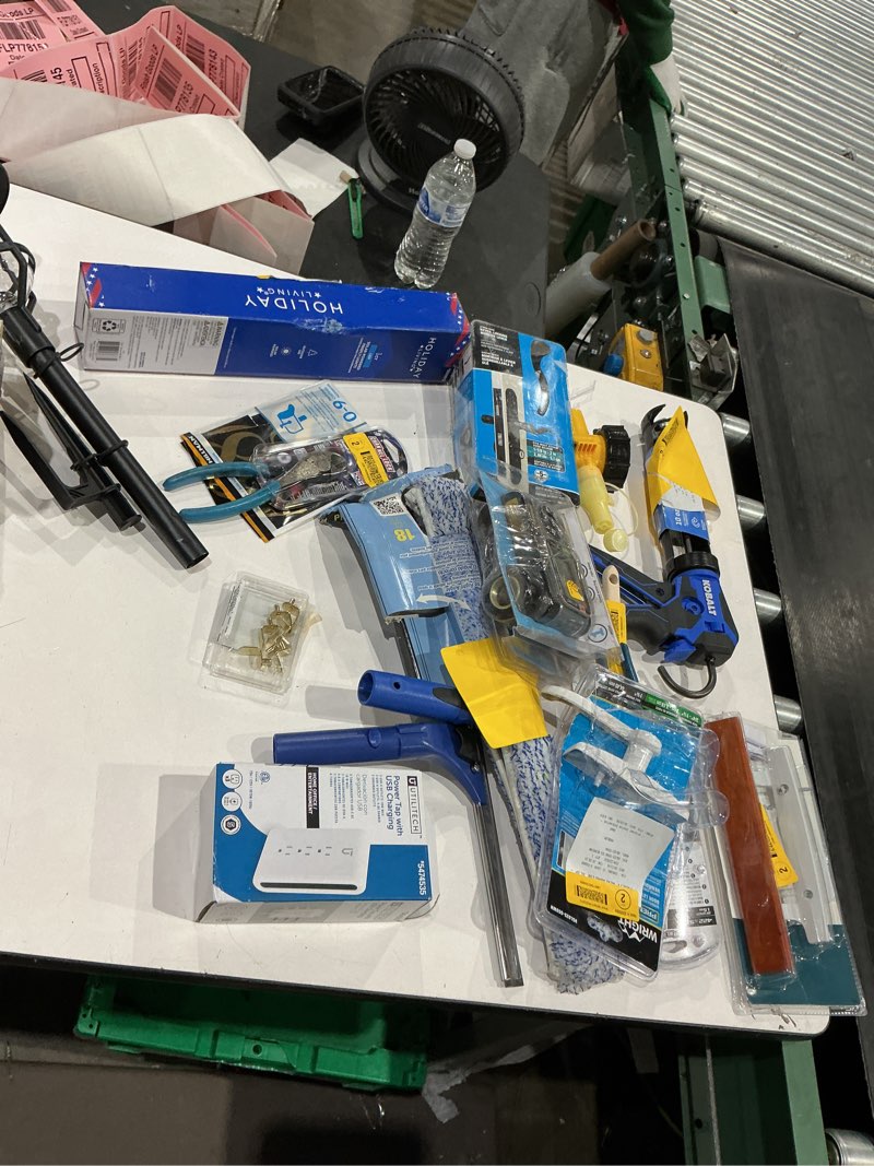 Condition photo showing As Is for assorted home improvement lot (small tools, screw, home accessories, etc.)