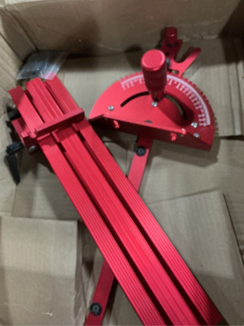Condition photo showing As Is for table saw miter gauge works w/table saws, band saw and router table (red) miter gauge - red