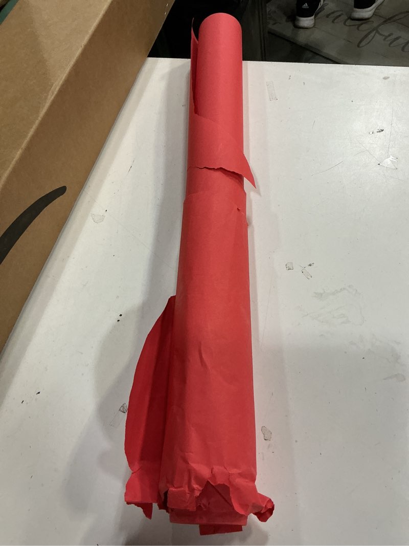 Condition photo showing As Is for SMART&CASUAL 17.8" x 760" (63') Red Kraft Craft Paper Roll for Gift Wrapping Bulletin Board Bouquet Flower Kids Art Packing Parcel Table Covering 80GSM 55LB (Red, 17.8" x 63') Red 17.8" x 760"