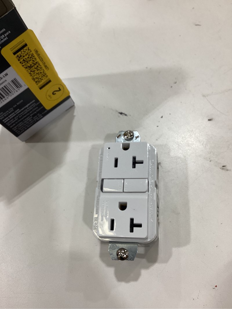 Condition photo showing As Is for eaton 20-amp 125-volt tamper resistant gfci residential decorator outlet, white