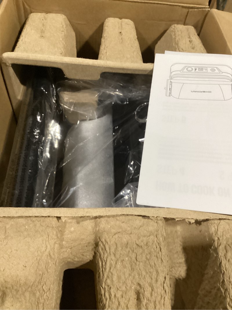 Condition photo showing New/Like New for chefman 5-in-1 digital panini press grill w/ adjustable temp  opens flat - stainless steel  new