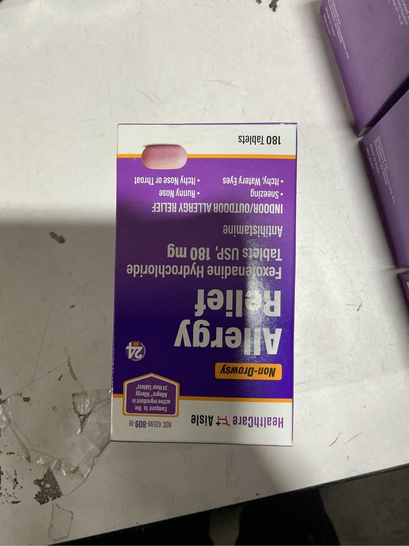 Condition photo showing New/Like New for HealthCareAisle Allergy Relief - Fexofenadine Hydrochloride Tablets USP, 180 mg - 180 Tablets - Allergy Medication, Non-Drowsy 24-Hour Relief 180 Count (Pack of 1) 180mg