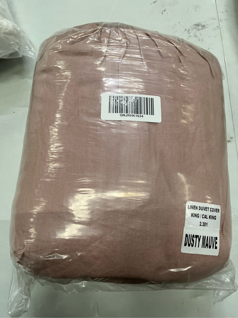 Condition photo showing Good Condition for european linen duvet cover, king/cal king, dusty mauve