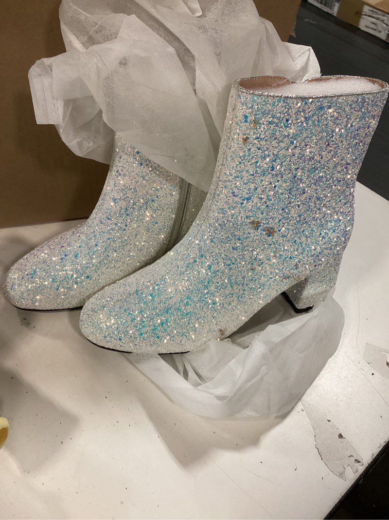 Condition photo showing Good Condition for Women's Sequin Glitter Ankle Boots Chunky Heels Sparkly Booties