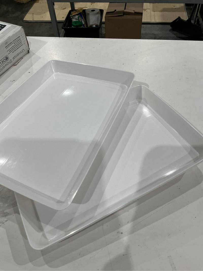Condition photo showing Good Condition for lifewit serving tray for party supplies, reusable serving platter for catering, snack, fruit, charcuterie, appetizer, plastic food trays, hosting essentials, bpa free, white, 4 pcs 4 standard(14x10)