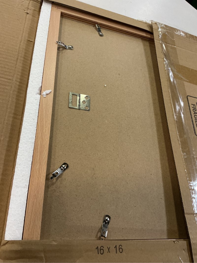 Condition photo showing Good Condition for vnvnk 16x16 frame natural wood color, perfect for 16x16 inch picture without mat or 12x12 inch picture with mat, home wall decor picture frame-1 pcs 16x16 natural
