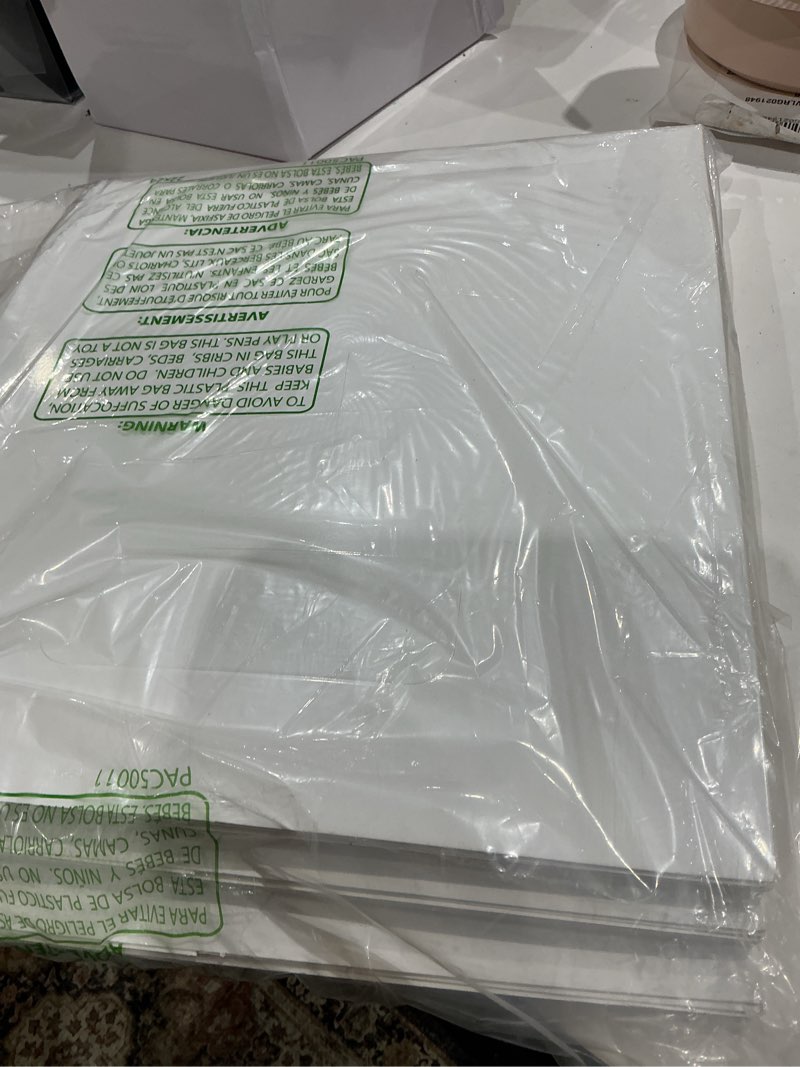 Condition photo showing Good Condition for 4 pack extra large disposable trash cans, reusable portable garbage can with handle, 30 gallon extra thick collapsible recycled cardboard garbage can recycling bins for parties,white (30x14x14 inches)