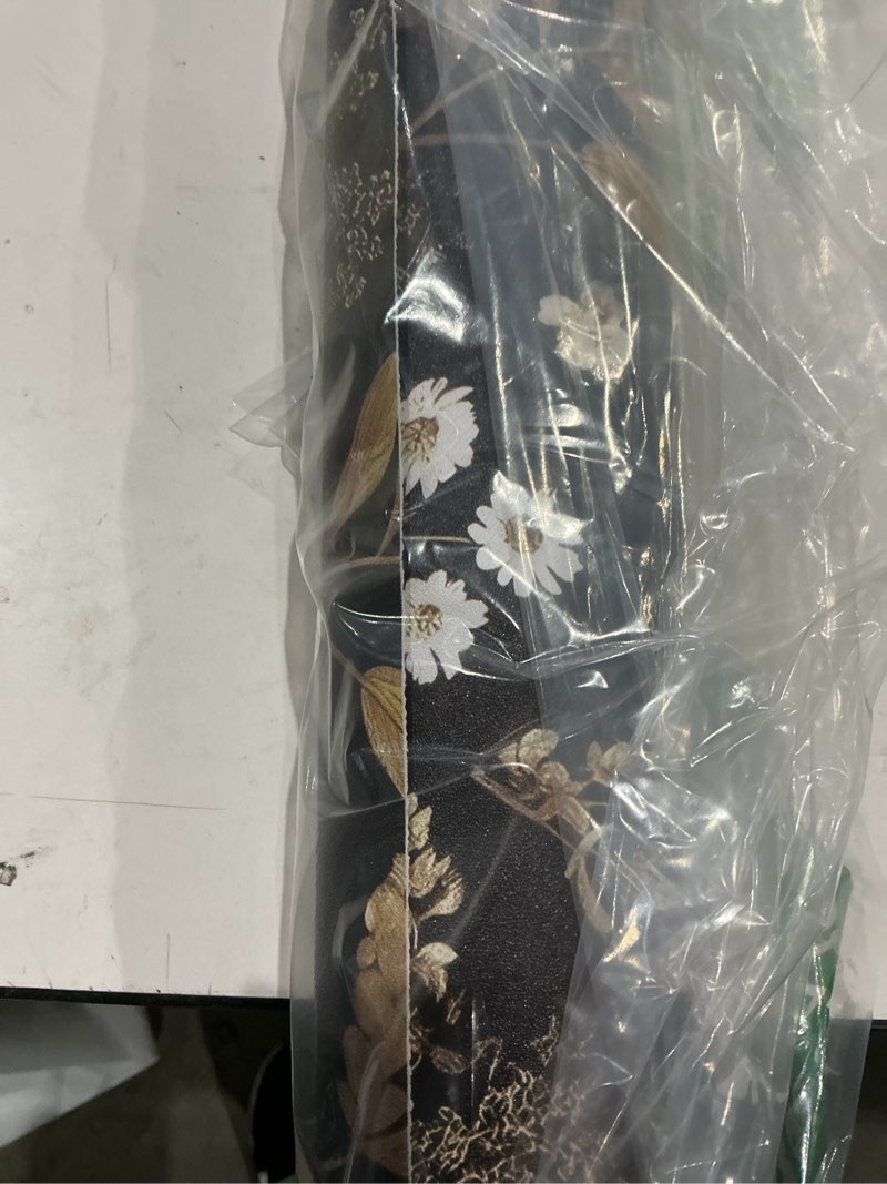 Condition photo showing Good Condition for vintage wallpaper peel and stick black floral wallpaper 17.5'' x 393'' gold leaf contact paper vinyl waterproof self adhesive boho botanical wall paper for bedroom shlef cabinet décor 393" x 17.5" black&golden