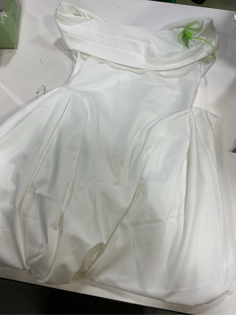 Condition photo showing New/Like New for formal cocktail off shoulder dresses for women elegant swing aline wedding guest engagement party midi dress white small