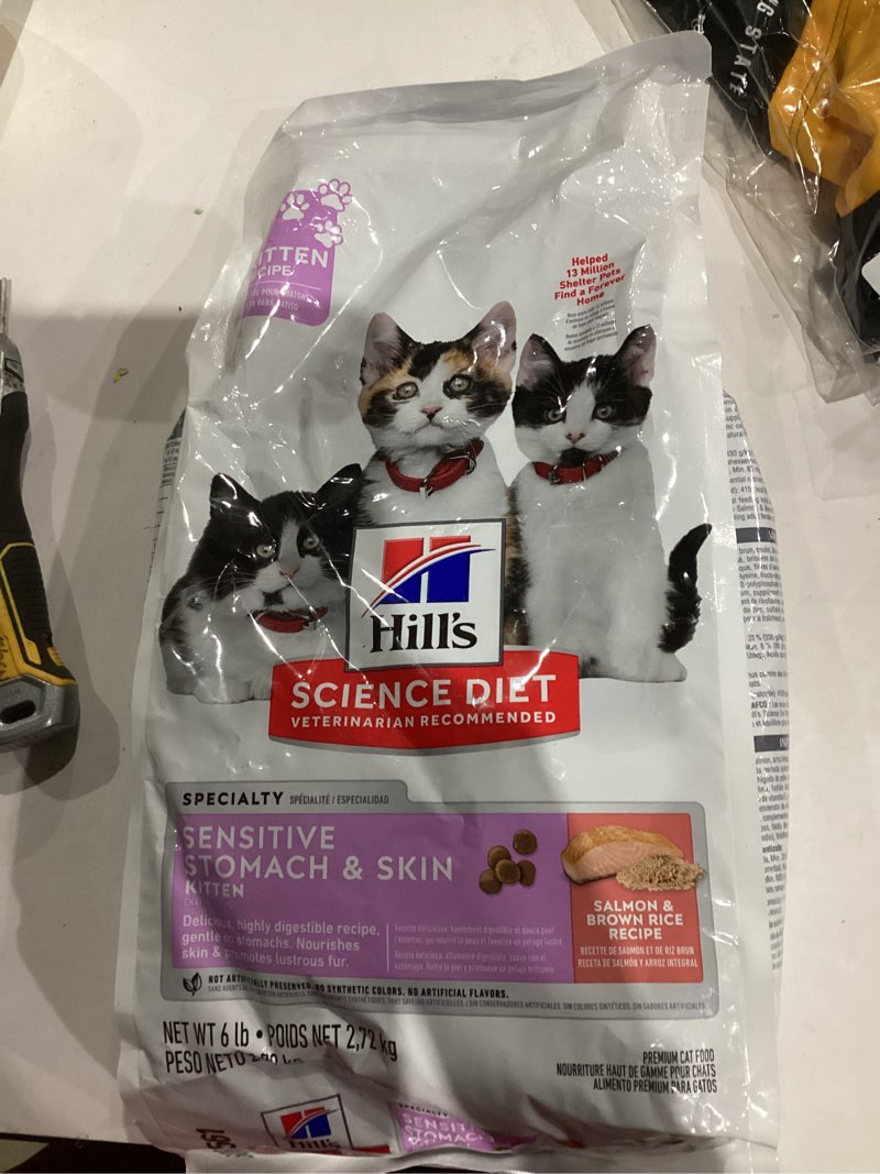 Condition photo showing New/Like New for Hill's Science Diet Sensitive Stomach & Skin, Kitten, Stomach & Skin Sensitivity Support, Dry Cat Food, Salmon & Brown Rice, 6 lb Bag