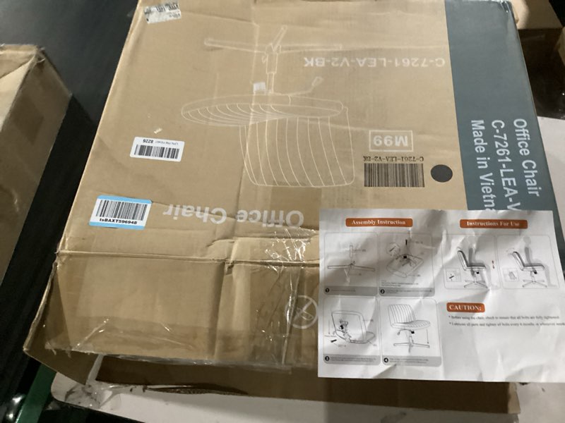 Condition photo showing New/Like New for Office Chair,Ergonomic Office Chair with Lumbar Support for Lower Back Pain Relief, Executive Leather Chair with Padded Flip-up Arms, Wheels and Adjustable Armrests, Black