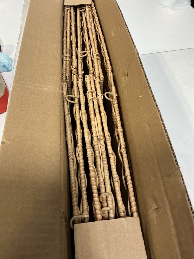 Condition photo showing Good Condition for 12X12X10in Plastic Wicker Storage Basket, Collapsible Wicker Cube Storage for Shelves, Woven Plastic Storage Basket for Pantry, Bedroom, Living Room, Bathroom, Shelves-3 Pack Natural 12x12x10