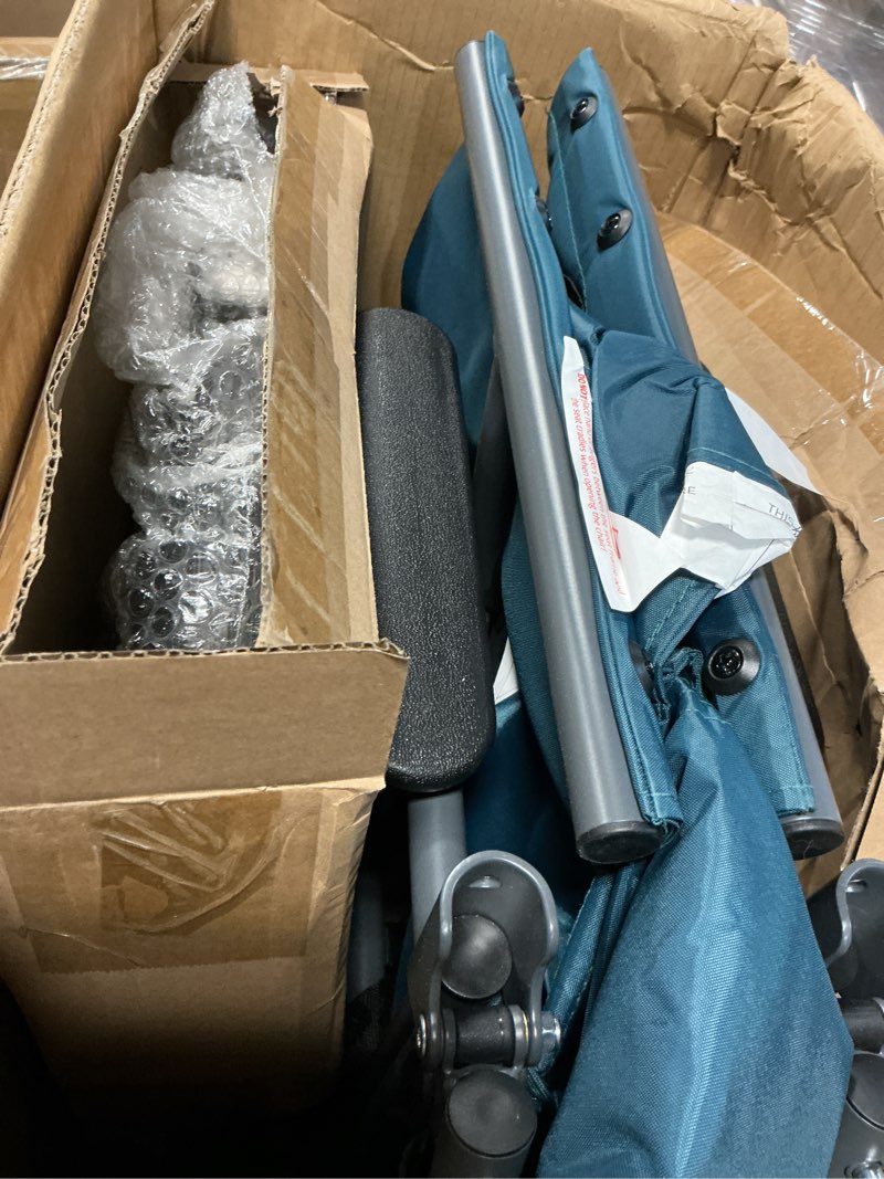 Condition photo showing Good Condition for Medline Durable Folding Steel Transport Wheelchair with 12-Inch Wheels, 19-Inch Seat Width, Gray Frame, Microban, Teal Upholstery