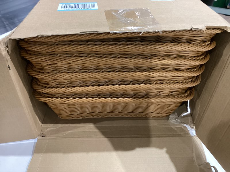 Condition photo showing Good Condition for eccliy 6 pack poly wicker bread baskets 19 inch imitation rattan serving trays for bread snacks fruit vegetables tabletop display basket for kitchen restaurant home hotel 6 19 inch