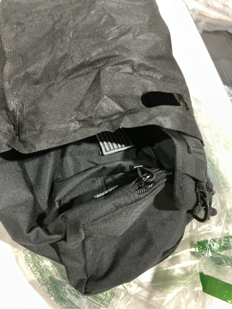 Condition photo showing As Is for gun case bag small | tactical 2-pistol bag handgun duffle bag w/lockable zipper for shooting range hunting sports | us flag patch + molle pouch + universal holster included black