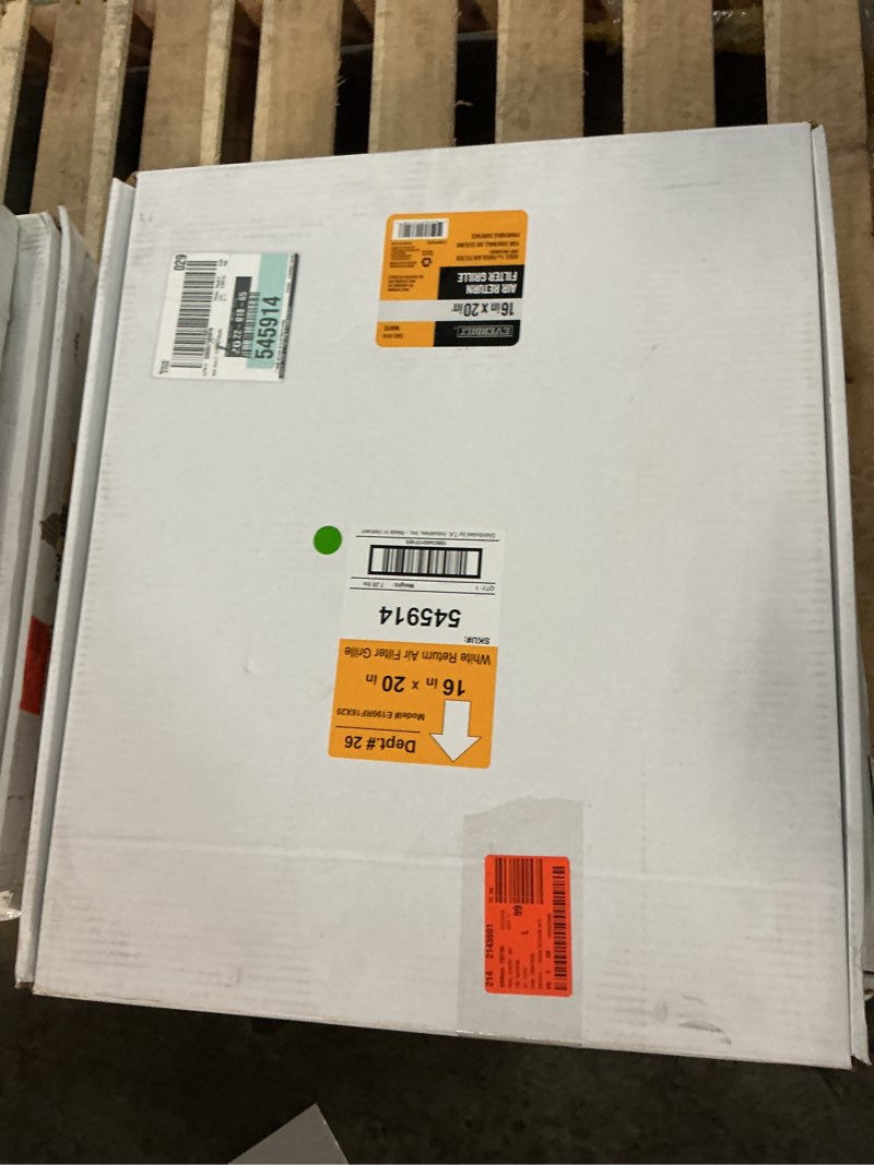 Condition photo showing New/Like New for 16 in. x 20 in. steel return air filter grille in white