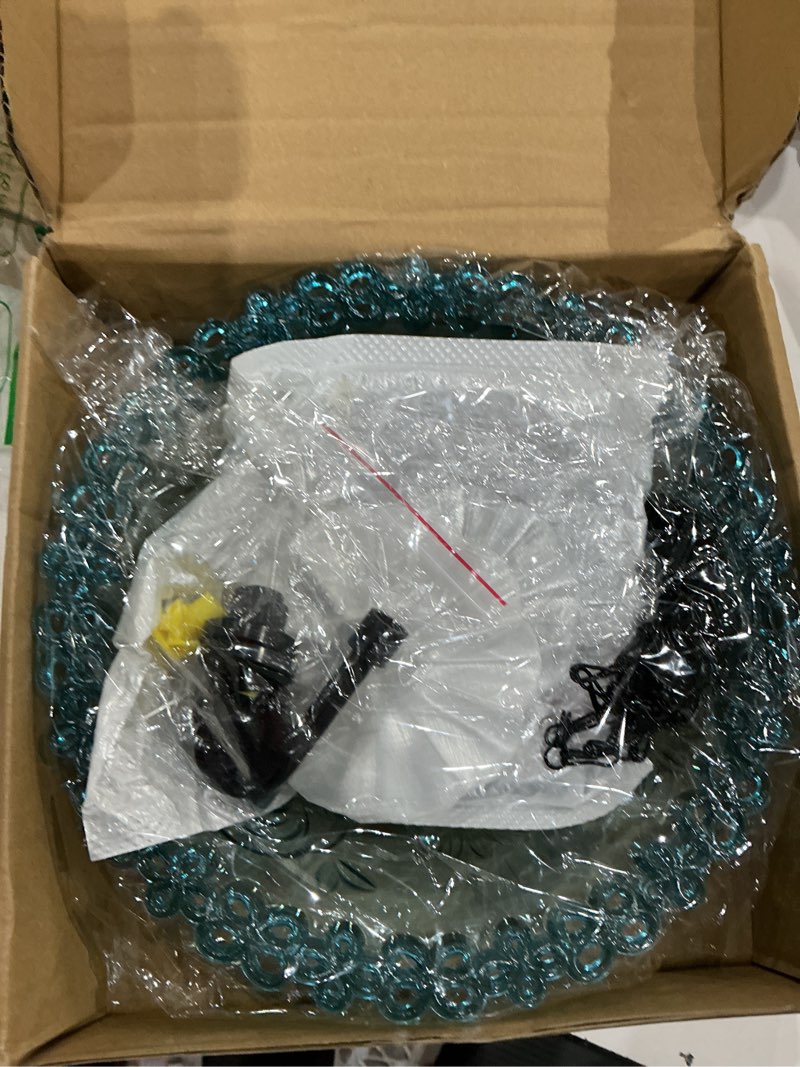 Condition photo showing As Is for hanging solar bird bath fountain, solar powered cascading outdoor water fountain, hanging bird bath with flowing water, decorative garden yard patio bird bath fountain