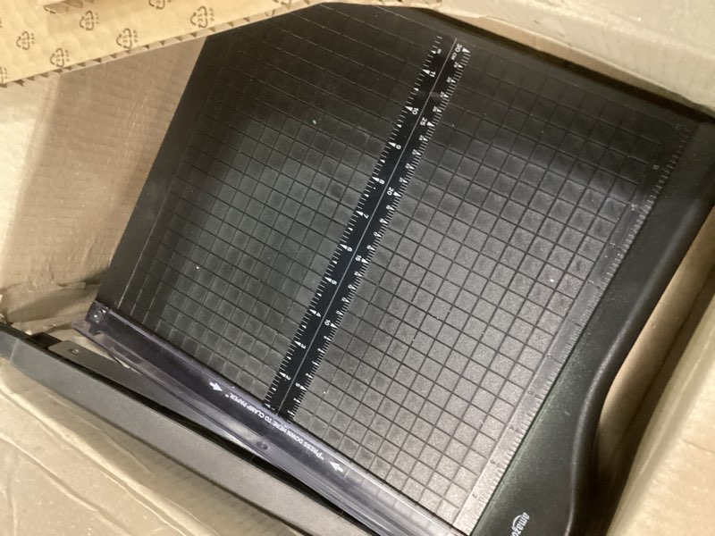 Condition photo showing Good Condition for amazon basics paper trimmer cutter for office and crafts, heavy-duty, portable guillotine paper cutter with blade lock, 12-inch, 10-sheet cardstock, photos