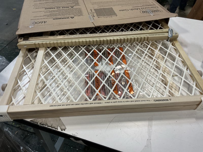 Condition photo showing Good Condition for Toddleroo by North States - Diamond Mesh Wooden Baby Gate: Pressure Mounted Baby Gate for Doorways - Adjustable 26.5 to 42 Inches Wide - 23 Inches Tall