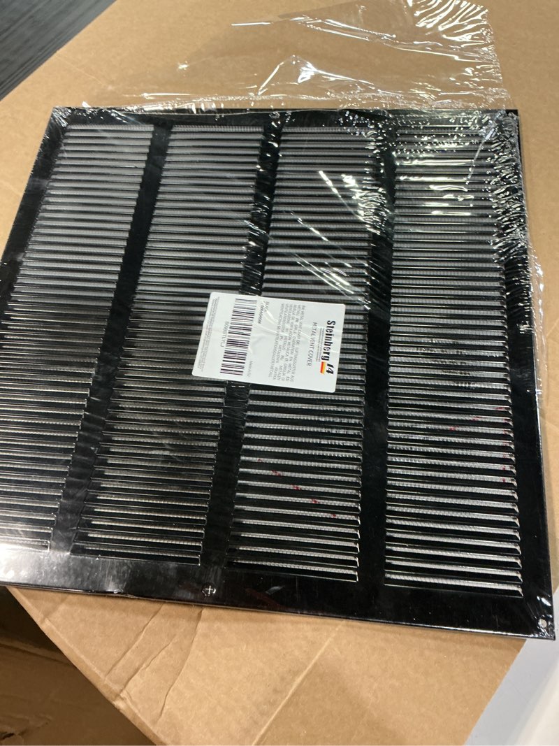 Condition photo showing Good Condition for Steinberg14 Black Vent Cover 14x14 (Duct Opening) with Mesh - Wall and Ceiling Ventilation Register - HVAC Cold Air Return Grille - 15.75"W x 15.75"H Outer Dimensions 14"x14" (duct opening) Black