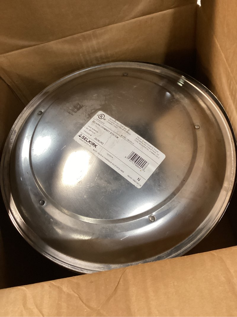 Condition photo showing As Is for supervent 6-in w x 5-in l stainless steel round chimney cap