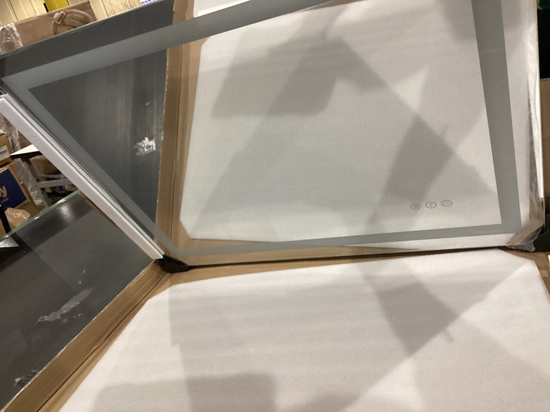 Condition photo showing Good Condition for loaao 24x32 led bathroom mirror with lights, anti-fog, dimmable, backlit + front lit, lighted bathroom vanity mirror for wall, memory function, tempered glass, shatter-proof, etl listed led 32"l x 24"w