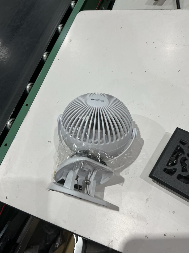 Condition photo showing As Is for utilitech 6-in indoor personal fan, in white