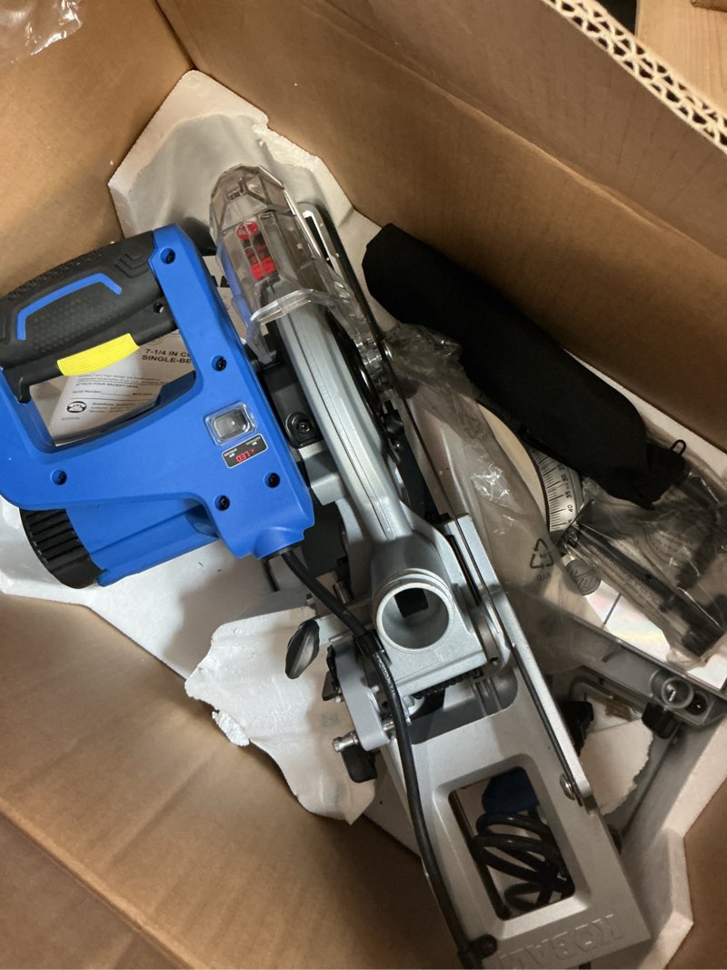 Condition photo showing As Is for kobalt compact 7-1/4-in 10-amp single bevel sliding compound corded miter saw