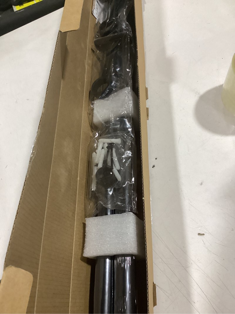 Condition photo showing Good Condition for 1 Inch Blackout Curtain Rods for Windows Patio, Adjustable Room Divider Curtain Rod Wall Mount & Ceiling Mount for Indoor & Outdoor, Black, 48" to 86"