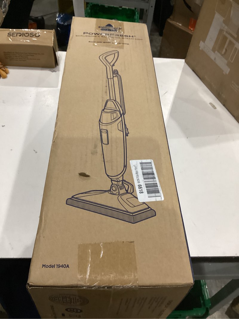 Condition photo showing As Is for Bissell Power Fresh Steam Mop with Natural Sanitization, Floor Steamer, Tile Cleaner, and Hard Wood Floor Cleaner with Flip-Down Easy Scrubber, 1940A PowerFresh Steam Mop