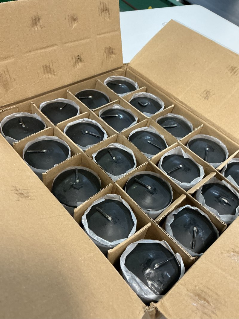 Condition photo showing New/Like New for yoroxrg 2"x4" high black pillar candles, set of 20 unscented. bulk buy. ideal for halloween, wedding, emergency lanterns, household, wedding and home décor candlesticks black-2"x4" 20