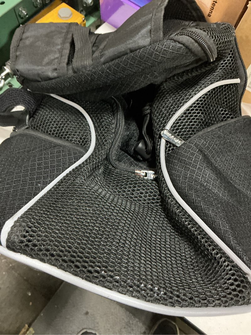 Condition photo showing Good Condition for woyyho pet dog carrier backpack small dog front backpack ventilated mesh dog travel back pack with safety belt for travel hiking cycling outdoor adventures (size m: 5-9 lbs, black) black medium(5-9lbs)