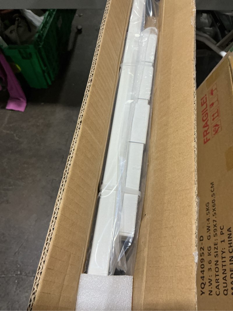 Condition photo showing New/Like New for babelio safety gate door fits for stairs, narrow and wide doorways with auto close, easy install, no drilling, pressure mounted for baby, child, pets, dog/puppy, 26''-40'', white white 30"tall 26"-40" wide