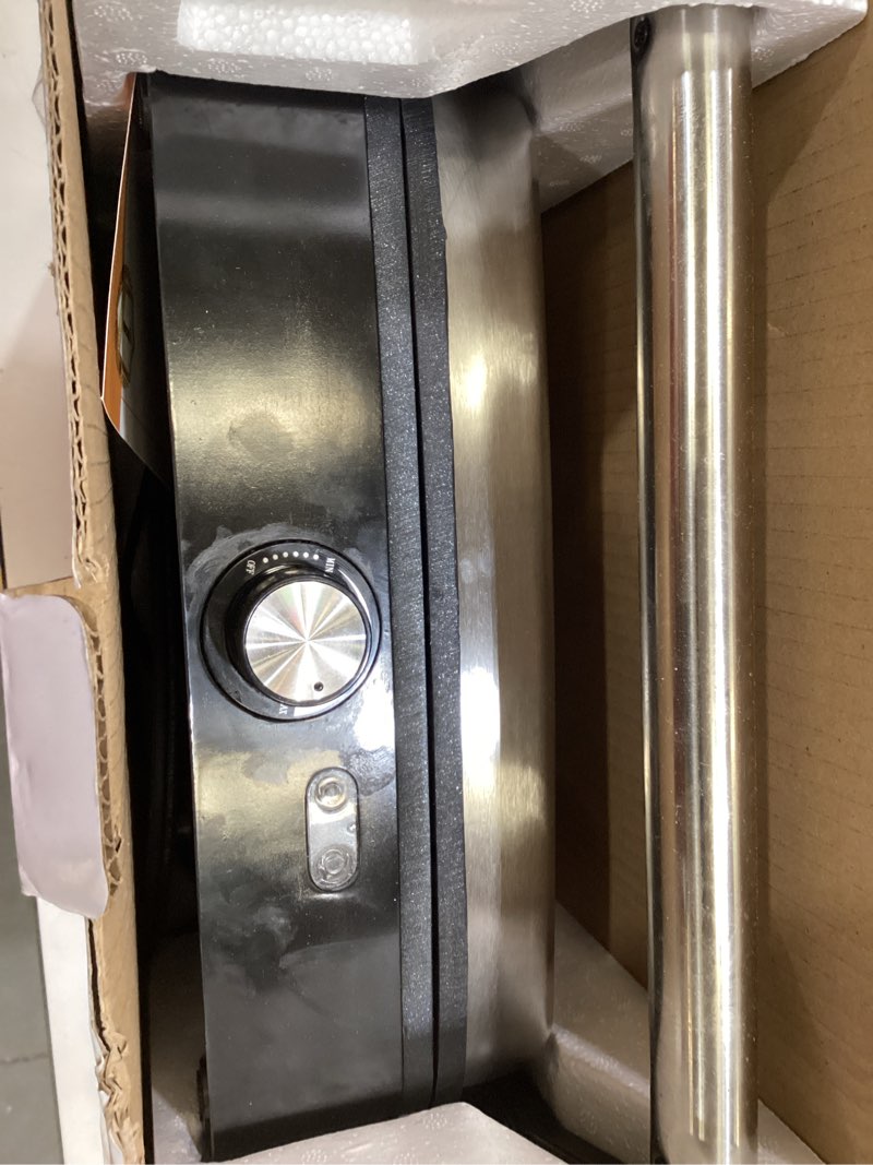 Condition photo showing As Is for OSTBA Panini Press Grill with Adjustable Temperature, 4-Slice Indoor Grill, 180° Open Sandwich Maker with Drip Tray, Non-Stick Plates, Stainless Steel, 1200W ABC19