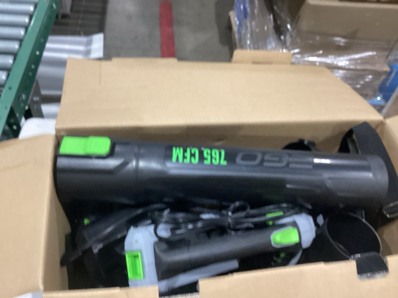 Condition photo showing As Is for ego power+ 56-volt 765-cfm 200-mph battery handheld leaf blower 5 ah (battery and charger included)