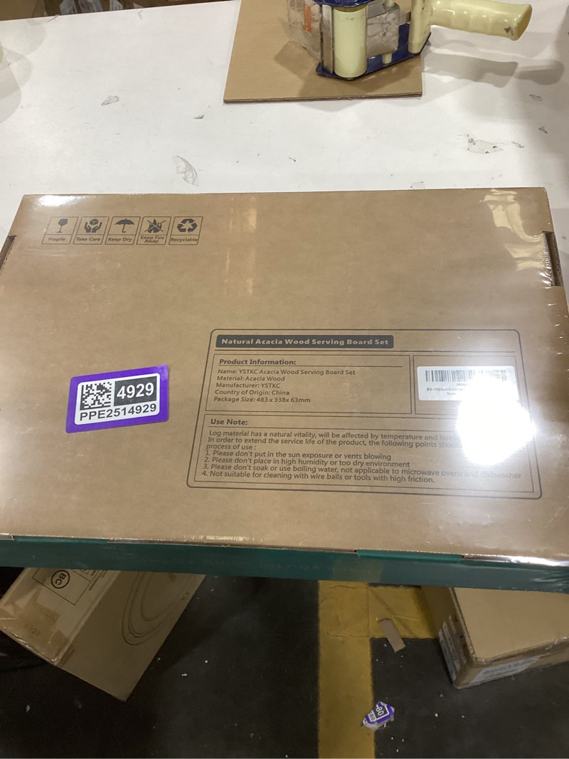 Condition photo showing New/Like New for YSTKC Acacia Wood Cutting Board Set of 3 for Kitchen, Thick Chopping Board, Large Wooden Cutting Board Set with Deep Juice Groove Butcher Block, Wooden Trays for Meat, Fruit and Cheese