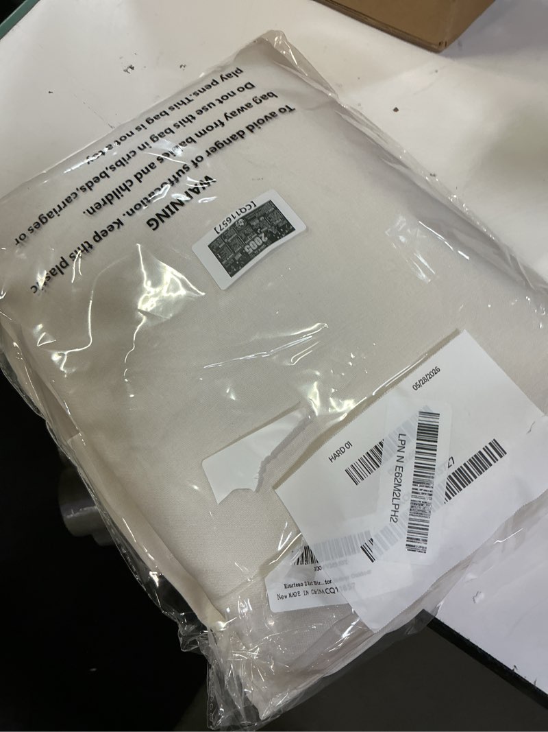 Condition photo showing New/Like New for anroduo extra long fabric shower curtain set - ivory 72"x108" with 12 rust resistant durable metal hooks, waterproof & linen textured, button hole design, machine washable for bathroom decor ivory 72"w x 108"l (pack of 1)
