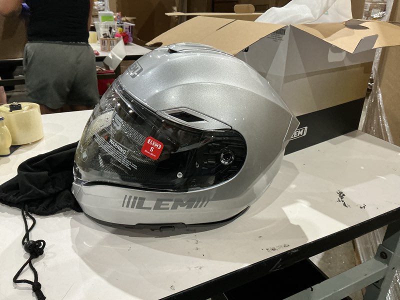 Condition photo showing Good Condition for lem motorcycle helmets full face, helmets for men dot certified, pinlock & dvs dual vision, motorcycle street bike helmet for adults fiberglass shell bluetooth ready for cruiser(silver, size s) small silver
