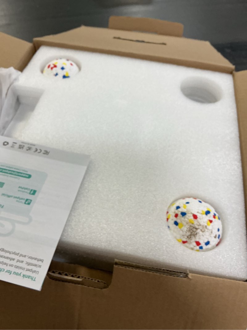 Condition photo showing As Is for uahpet Automatic Ball Launcher for Dogs with Obstacle Detection, 20ft-80ft Adjustable Distances Ball Thrower Launcher for Medium & Large Dogs, with 4 Balls (2.5 inches)