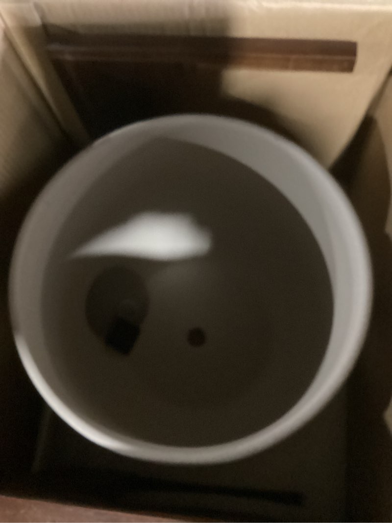 Condition photo showing New/Like New for le tauci 12 inch plant pot with acacia wood stand, ceramic large planters for indoor plants, indoor pots for plants office living room, cylinder planter with drainage hole and plug, neutral gray neutral gray 12 inch