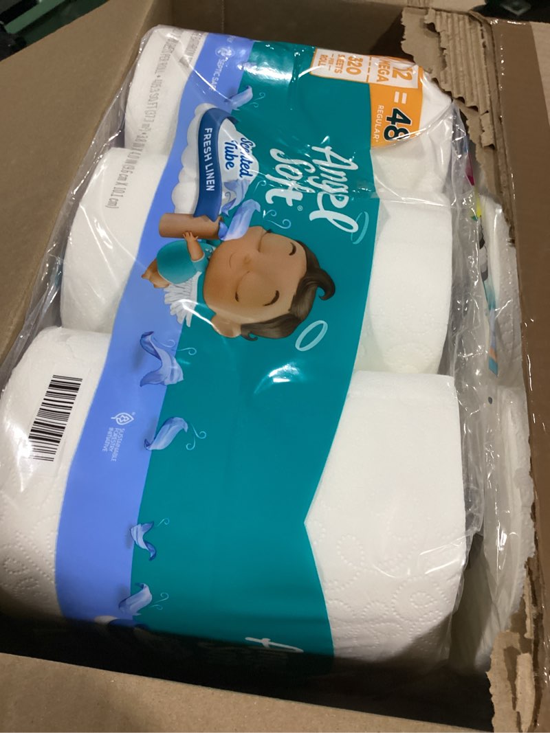 Condition photo showing Good Condition for angel soft toilet paper with fresh linen scented tube, 48 mega rolls = 192 regular rolls, soft and strong toilet tissue mega 48 rolls (320 sheets)