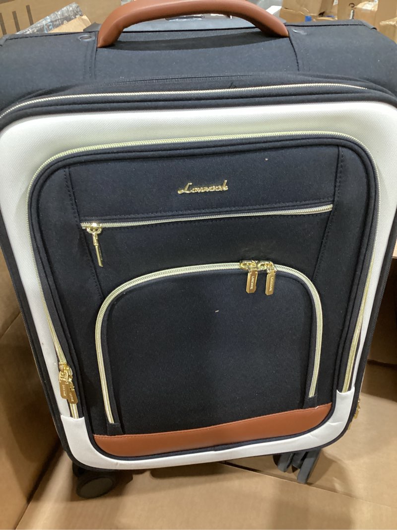 Condition photo showing Good Condition for lovevook carry on luggage 22x14x9 airline approved, 22 inch large rolling suitcase, spinner wheels & tsa lock, 49l softside lightweight underseat carryon luggage for women men travel