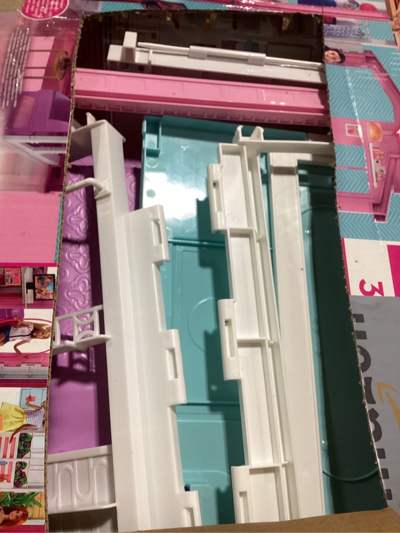 Condition photo showing Good Condition for Barbie 3-Story Townhouse Dollhouse with Elevator, Swing Chair, Furniture and Accessories, Fold for Portability and Travel (Amazon Exclusive)