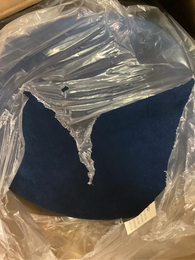 Condition photo showing Good Condition for Round Ottoman with Storage Set of 2 Upholstered Velvet Vanity Stool for Living Room Storage Ottomans Multifunctional Foot Rest (Blue)